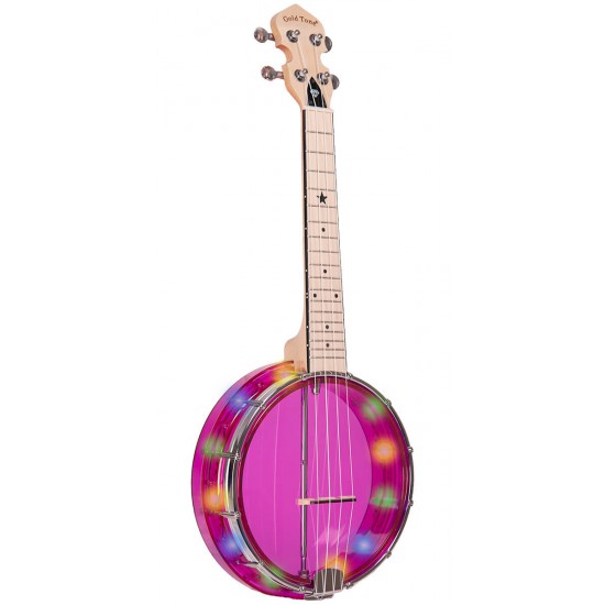 LG-A-Lights Gold Tone Lightup Little Gem (Amethyst): See-Through Banjo-Ukulele with Lights