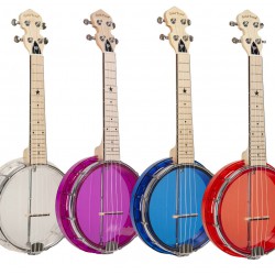 LG-A-Lights Gold Tone Lightup Little Gem (Amethyst): See-Through Banjo-Ukulele with Lights