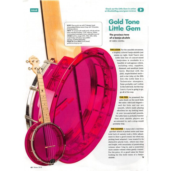 LG-A-Lights Gold Tone Lightup Little Gem (Amethyst): See-Through Banjo-Ukulele with Lights