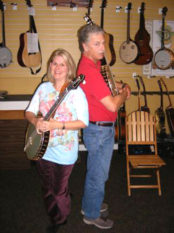 Wayne Rogers and Mary Cox with Cello Banjo